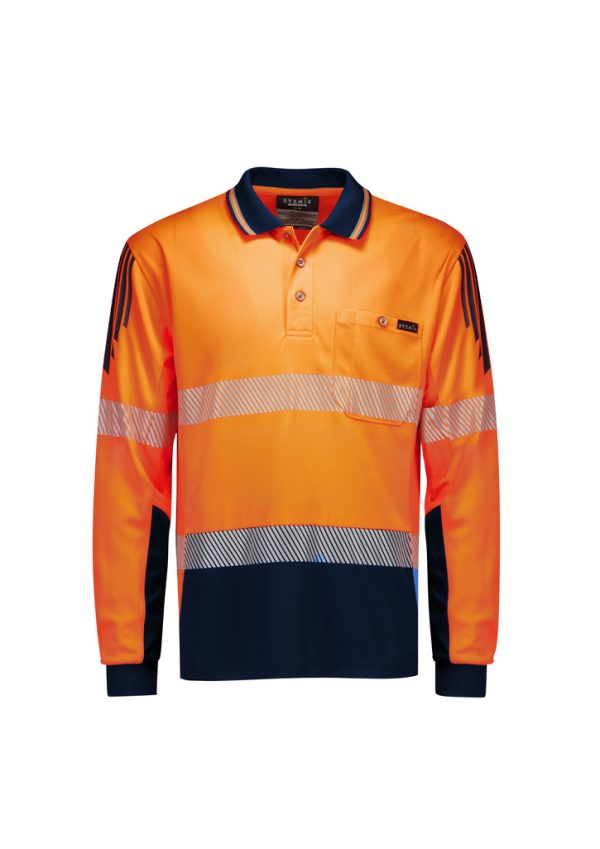 ZH550 - Mens Hi Vis Flux Segmented Tape Long Sleeve Polo