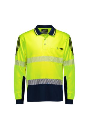 ZH550 - Mens Hi Vis Flux Segmented Tape Long Sleeve Polo