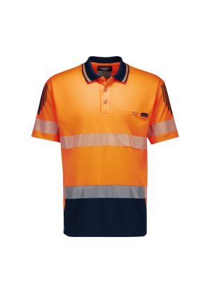 ZH555 - Mens Hi Vis Flux Segmented Tape Short Sleeve Polo