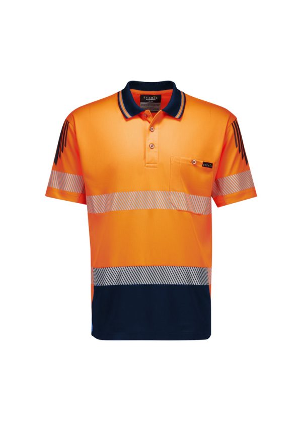 ZH555 - Mens Hi Vis Flux Segmented Tape Short Sleeve Polo