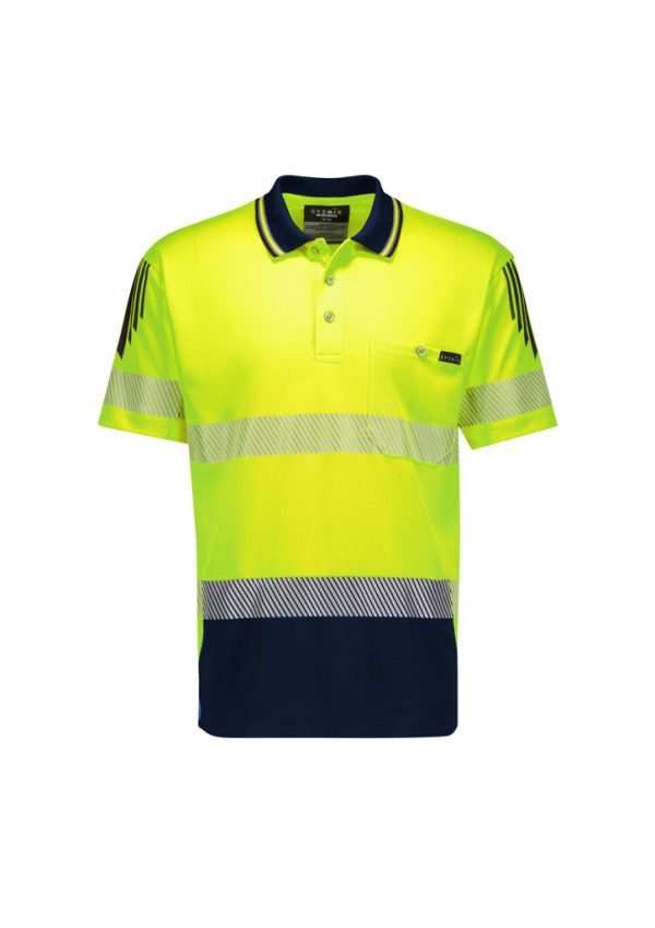 ZH555 - Mens Hi Vis Flux Segmented Tape Short Sleeve Polo