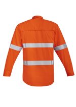 ZW145  - Mens Orange Flame Hi Vis Open Front Shirt - Hoop Taped